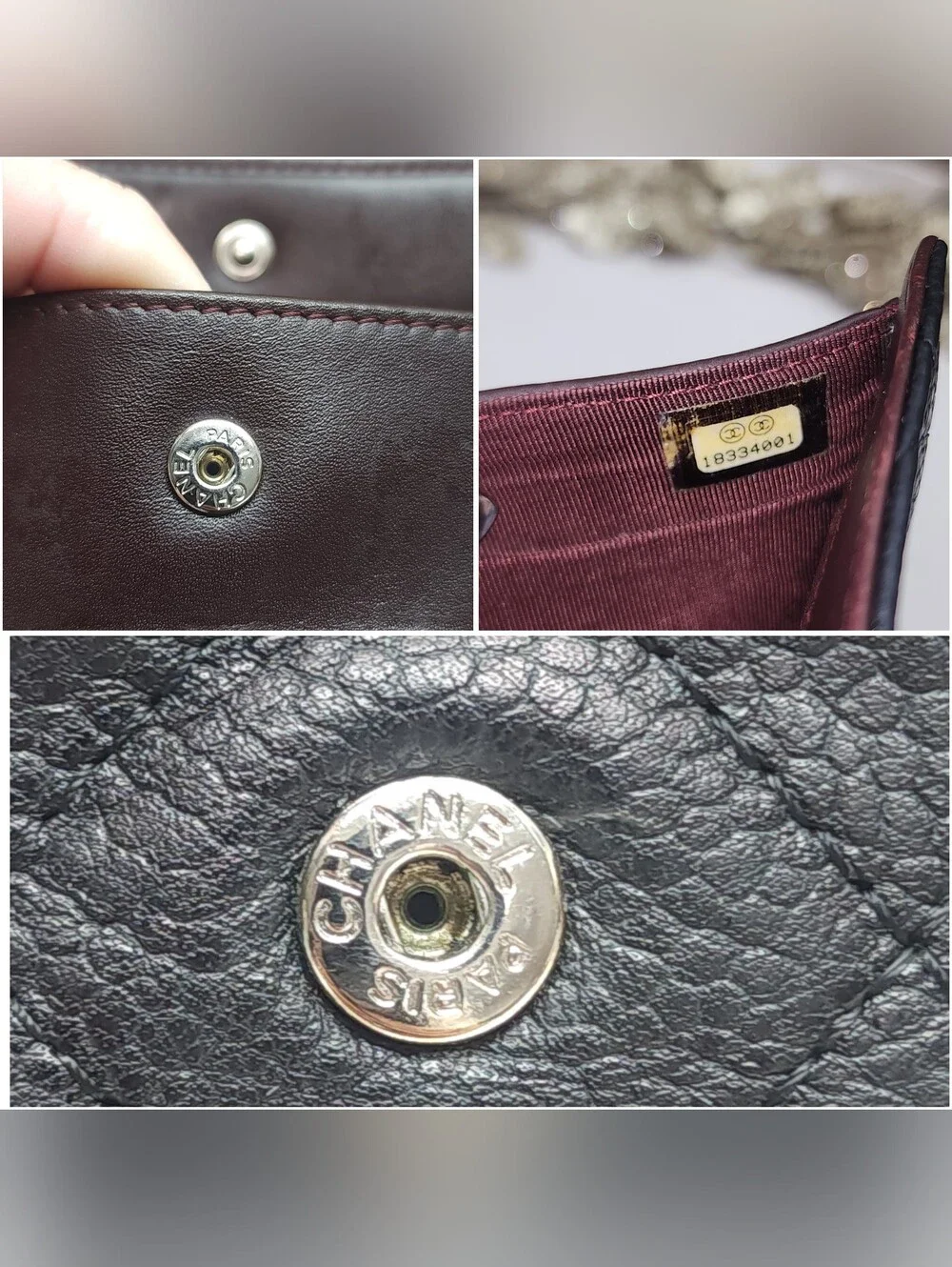 Chanel Caviar Leather Flap Card Wallet W/Dustbag COA & Unbranded Chain AUTHENTIC